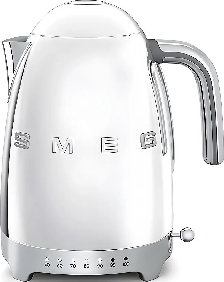 Bezprzewodowy czajnik Smeg 1,7L ze stali nierdzewnej z regulacją temperatury LED i funkcją podtrzymywania ciepła