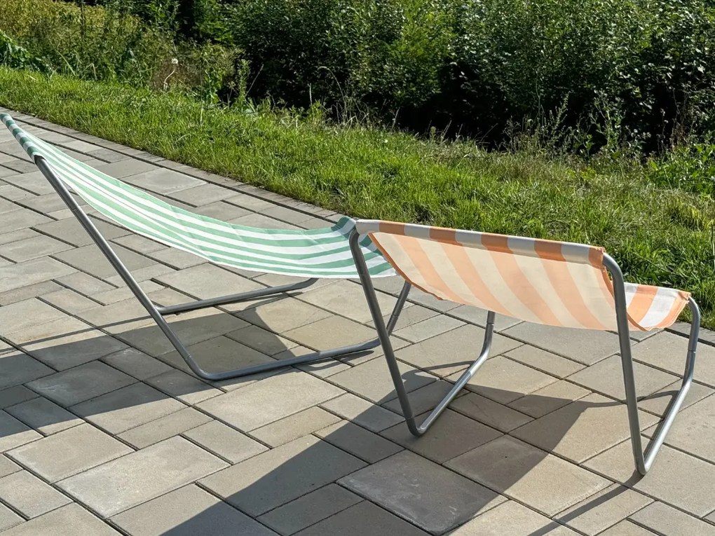 Zestaw 2 składanych leżaków plażowych SAND, ciemnoróżowe paski