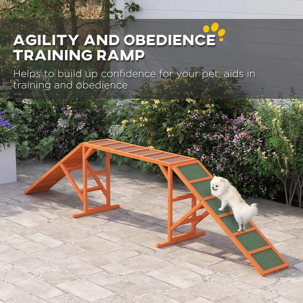 PawHut Rampy Agility dla Psów, Parcours, Antypoślizgowe, Odporne na Warunki Atmosferyczne, Drewno, 325 x 55 x 69 cm, Pomarańczowe