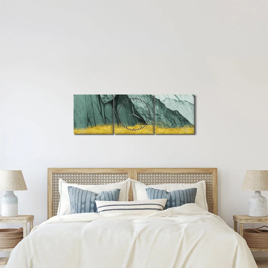Obraz - Emerald Mountains N⁰2 (z zegarem) (90x30 cm)