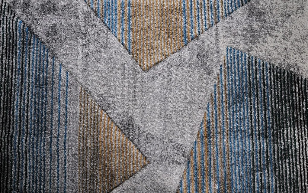 Dywan Diamond New 3D Geometria turkusowo-złota 80 cm x 140 cm