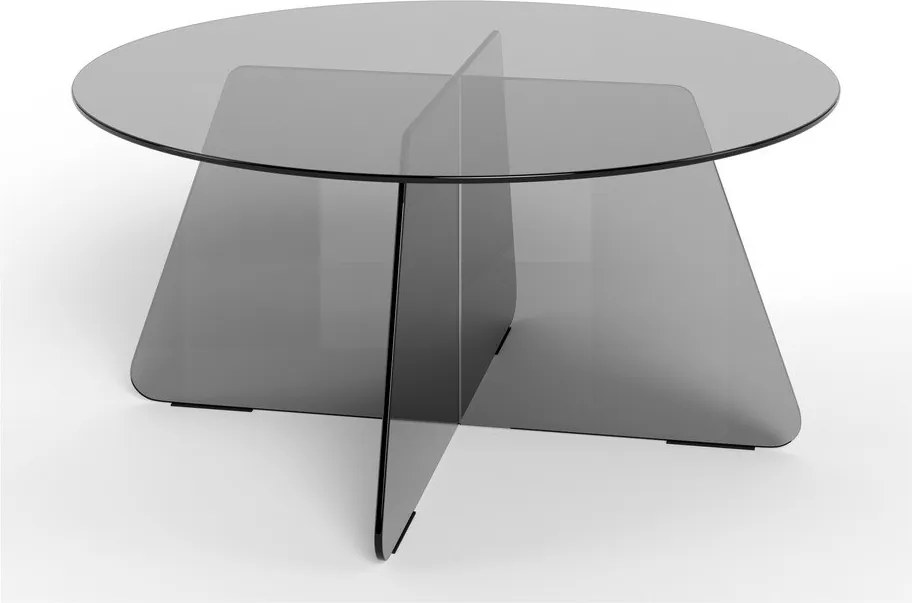 Szary szklany okrągły stolik ø 80 cm Samos – Actona