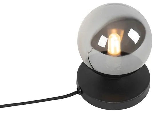 Nowoczesna lampa stołowa czarna z dymionym szkłem - Athens Rustykalny / Vintage Oswietlenie wewnetrzne