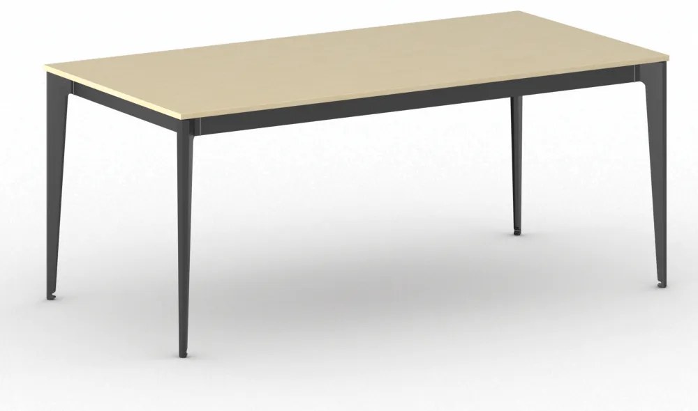 Stół konferencyjny do biura PRIMO ACTION, 180x90 cm, czarna podstawa, brzoza
