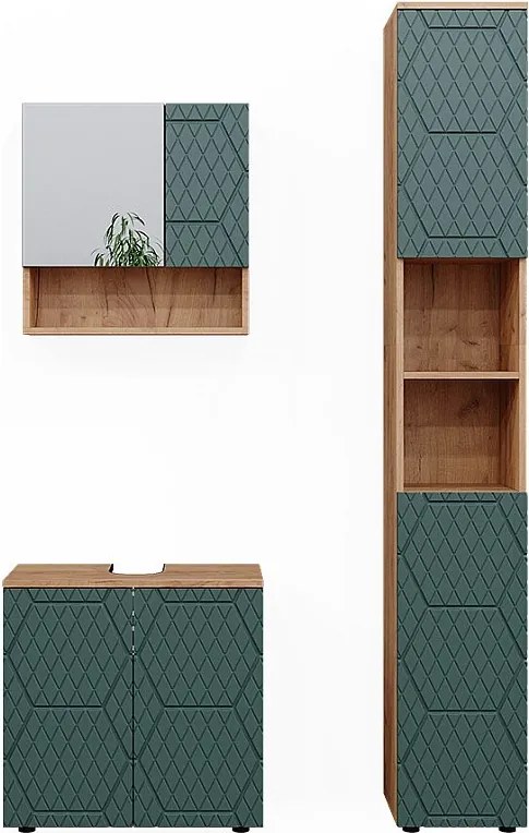 Zestaw mebli łazienkowych zielony/złoty dąb 80x41x58.6 irma