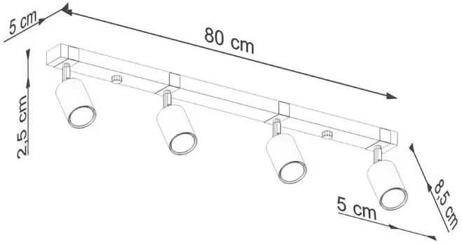 Czteropunktowa listwa sufitowa spoty loft - A580 Elza