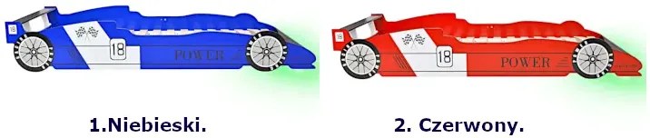 Czerwone łóżko auto z lampkami LED 90x200 - Orfeo
