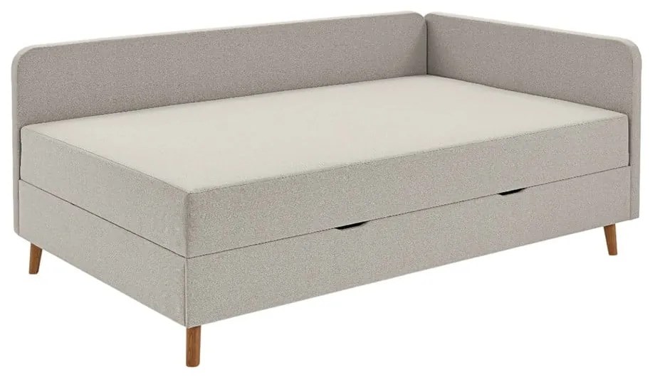 Beżowe tapicerowane łóżko jednoosobowe ze schowkiem 120x200 cm Cabana – Meise Möbel