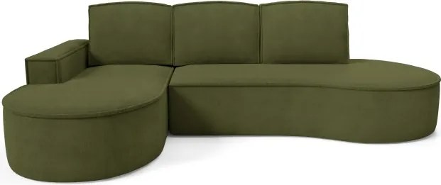 Narożnik MOLLY Lewostronny z funkcją spania, wolnostojący tkanina CURIO 39 Zielony