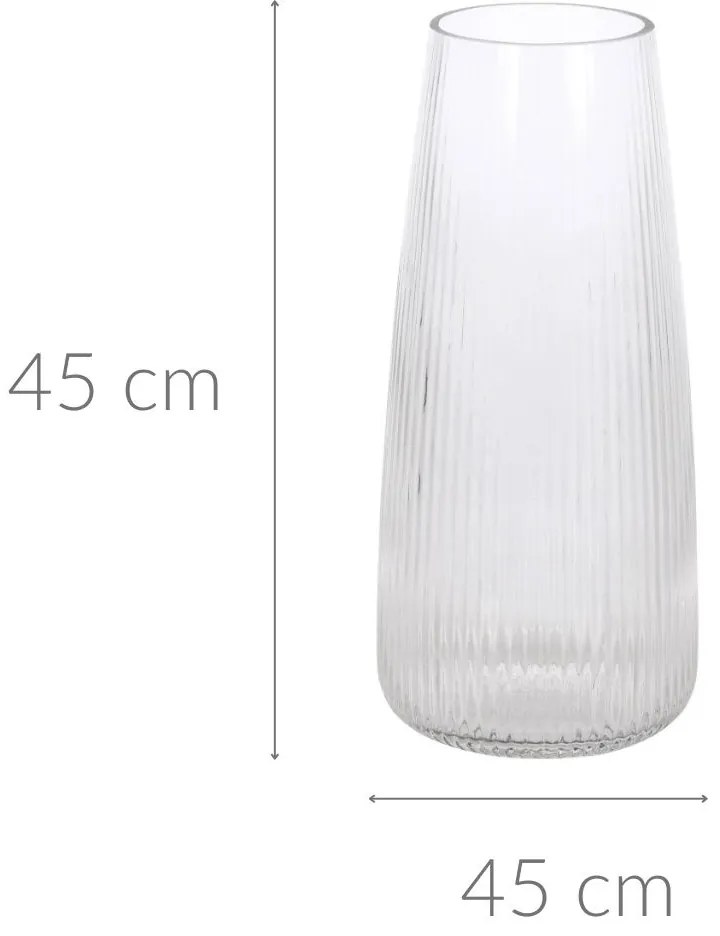 Wazon na kwiaty szklany, szkło ryflowane, 21 cm