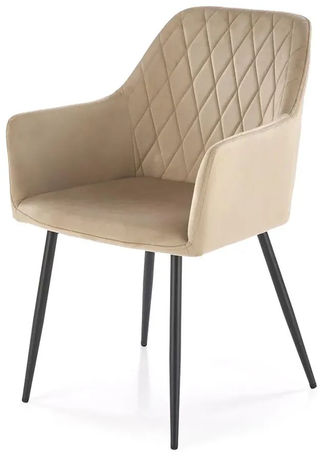 Tapicerowane beżowe metalowe krzesło K2-M12