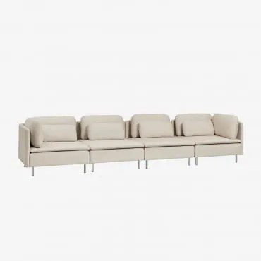 Sofa Modułowa Oriol 4-częściowa Tkaniny Beżowy Krem - Sklum