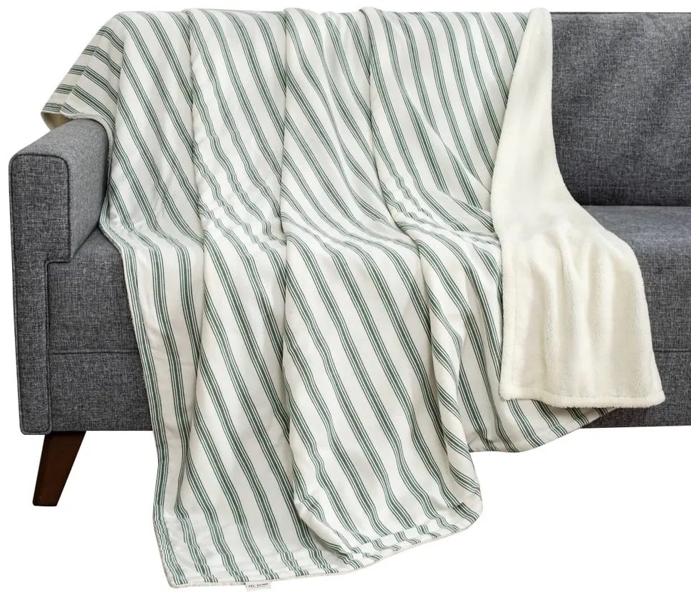 Biały/zielony koc 150x190 cm Soren Wellsoft – Mijolnir