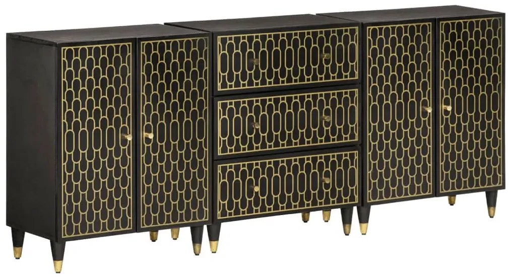 Czarna długa komoda w stylu retro - Rebex 12X
