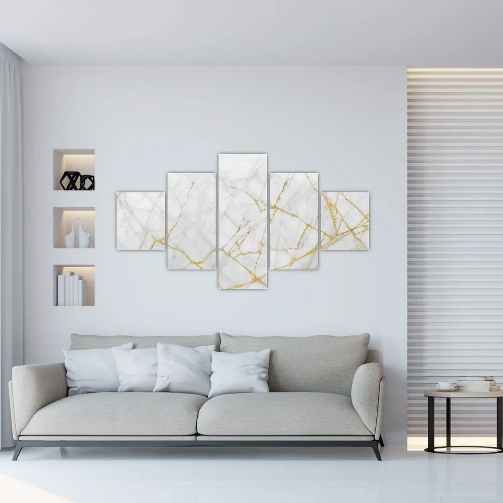 Obraz - Biało - złoty marmur (125x70 cm)