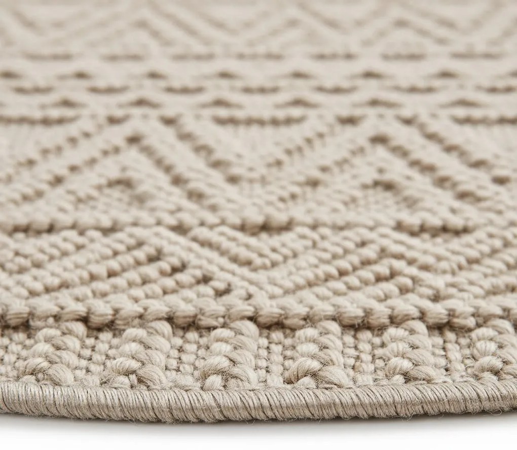 Dywan nowoczesny Helix 3D boho beżowy 120 cm x 120 cm koło