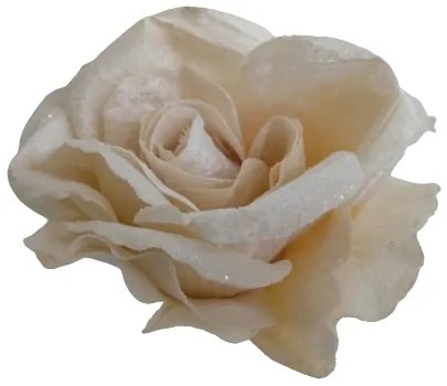 Sztuczna róża z brokatem kremowa, 33 cm