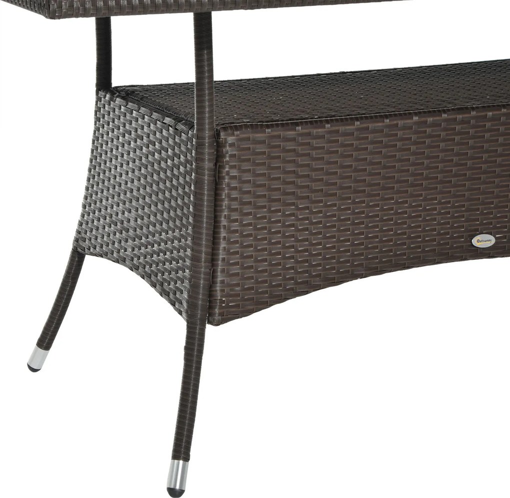 Technorattan Stół Ogrodowy Szklany Metalowy 150x85x74 cm Elegancki Stół Obiadowy Meble Ogrodowe | Aosom PL