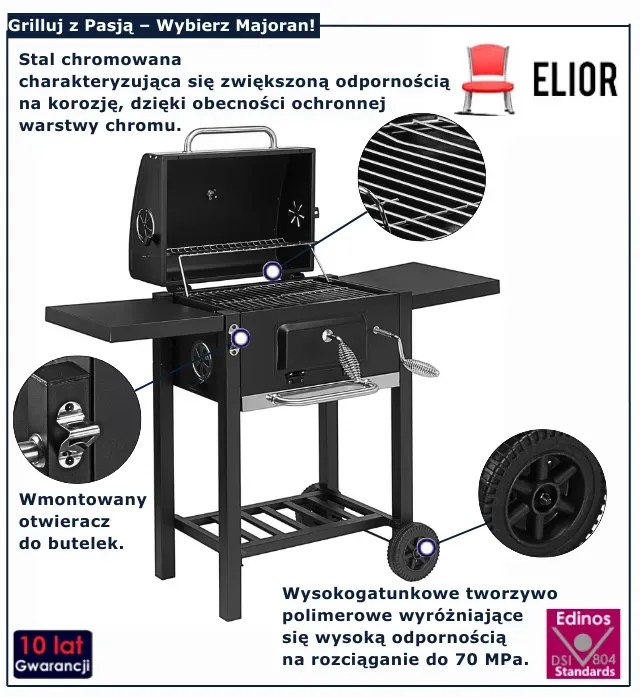 Węglowy grill z pokrywką na kółkach K5-T99
