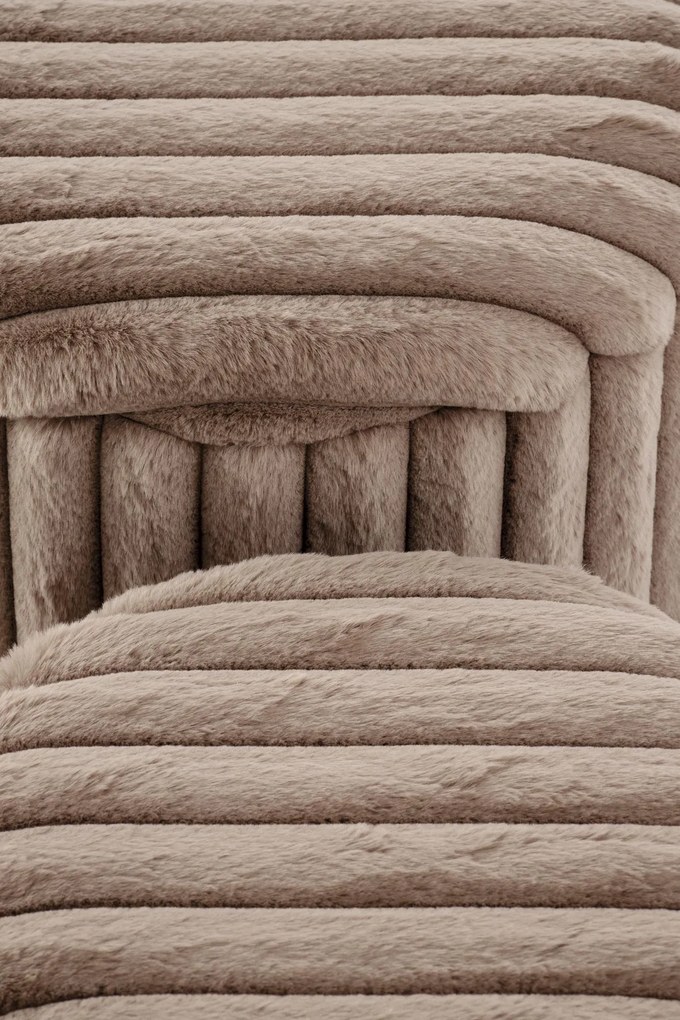 Pufy, zestaw 2 sztuk capuccino/złote FIDO ze schowkiem, plusz