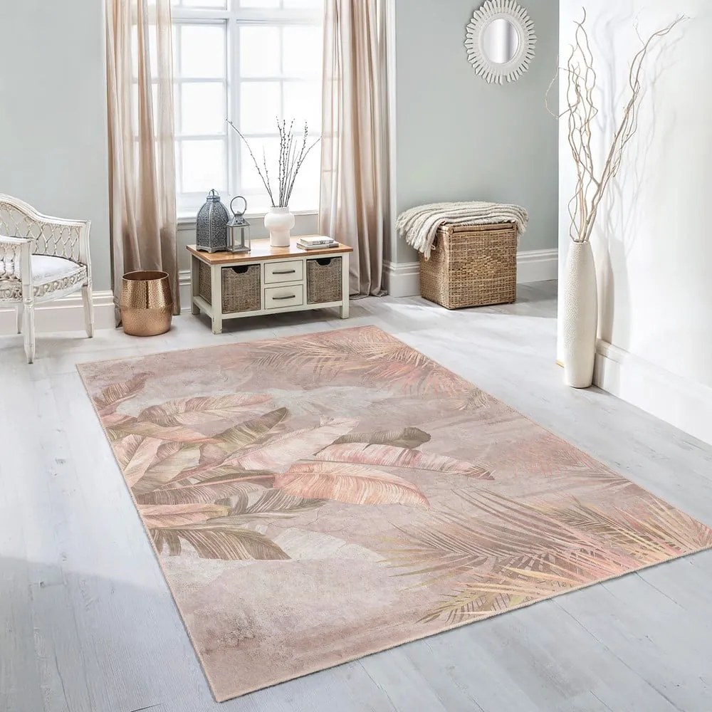 Beżowy chodnik odpowiedni do prania 80x200 cm Dusty Leaves – Mila Home