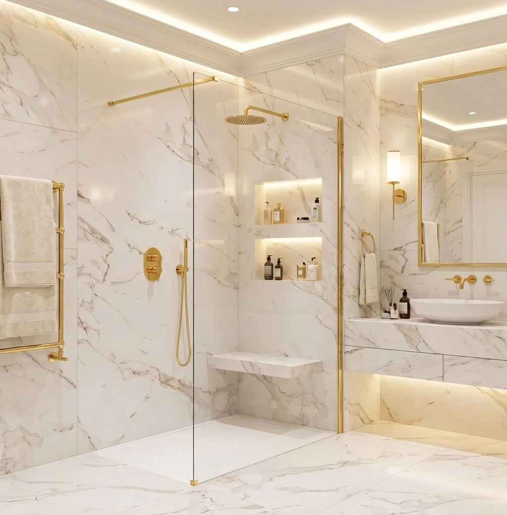 Kabina prysznicowa Walk-In Rea Flexi Transparent / Gold 140