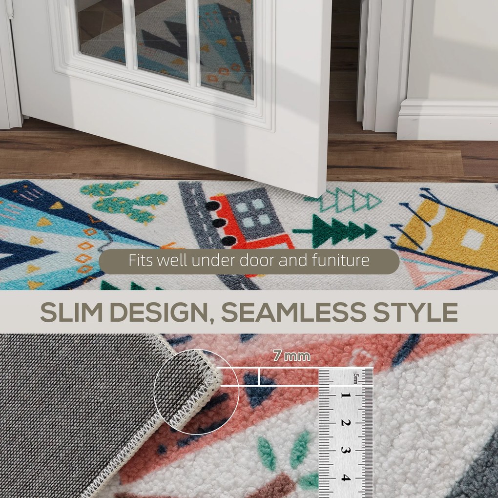 HOMCOM Dywan w Wzór Autostrady, Białe Tło, Miękkie Fleece, Łatwy w Pielęgnacji, Kolorowy