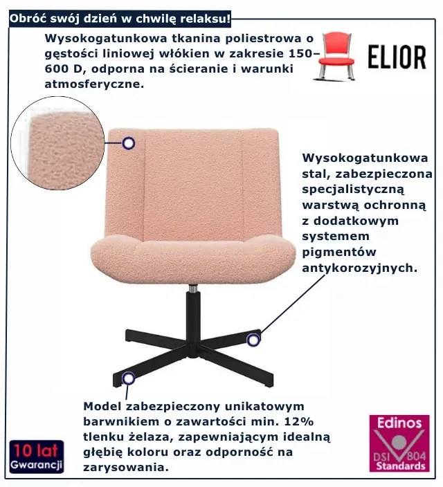 Różowy minimalistyczny fotel obrotowy B5-W26