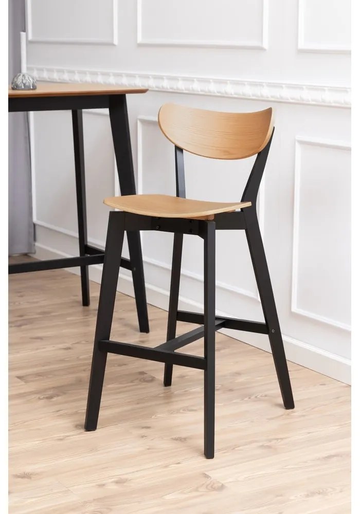 Czarno-naturalne hokery z drewna kauczukowego zestaw 2 szt. 105 cm Roxby – Actona