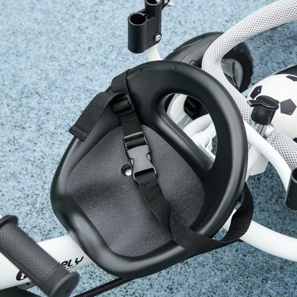 HOMCOM Rowerek Trójkołowy dla Dzieci, Zielony, z Koszykiem, Uchwytem na Kubek, Odnawialnym Daszkiem, Metal