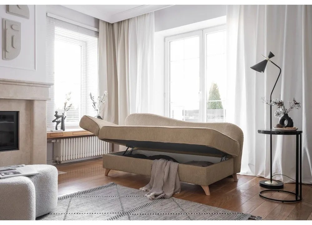 Szarobrązowy sztruksowy szezlong (lewostronny) Chic Charlotte – Miuform