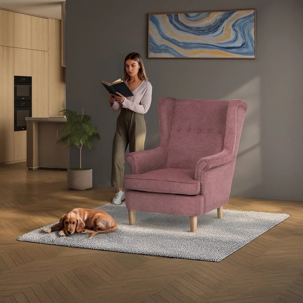 Fotel na uszach PINK2, różowy