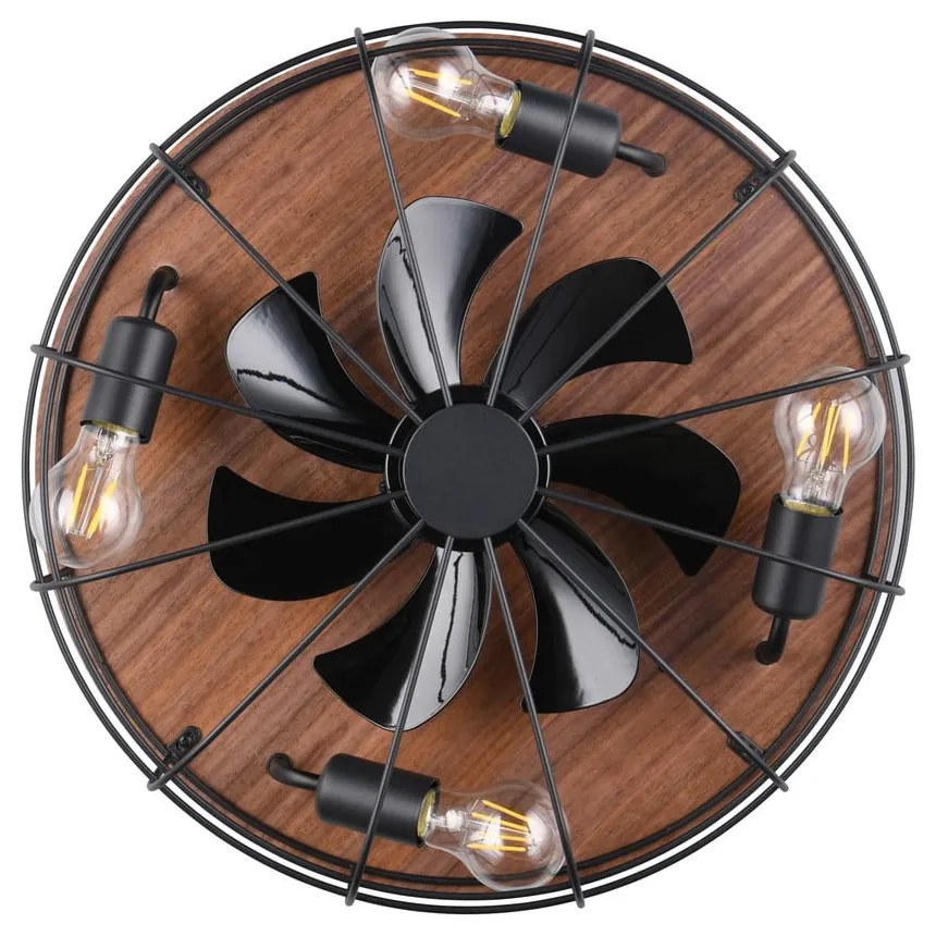 Lampa sufitowa ze zdalnym sterowaniem/z wentylatorem w kolorze matowej czerni/brązowa Trondheim – Trio