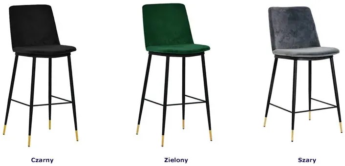 Zielone welurowe krzesło barowe tapicerowane - Odefi 2X
