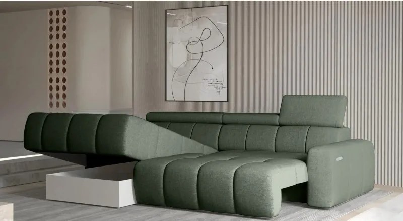 Narożnik ENZO S układ L z elektryczną regulacją siedziska Lewostronny z funkcją spania w ktaninie SORELLA 34 WERSAL