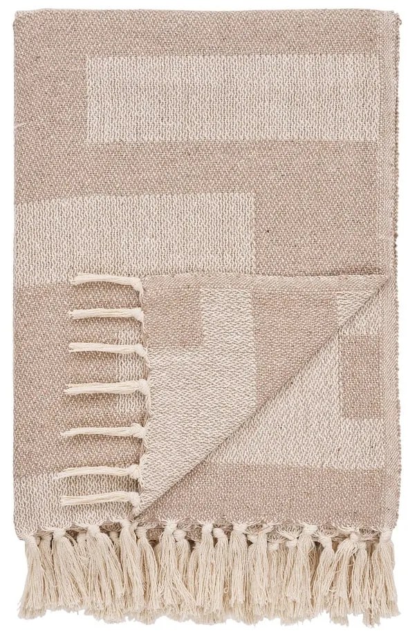 Jasnobrązowy koc z bawełny z recyklingu 130x180 cm Adana – House Nordic