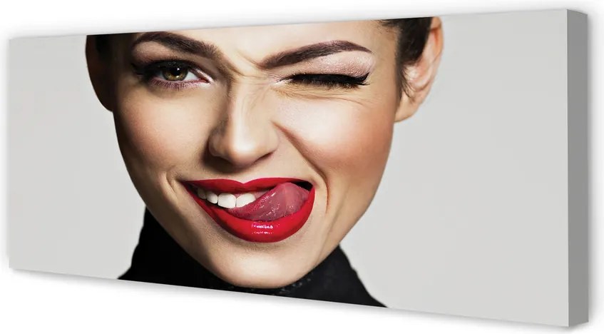 Zdjęcie na płótnie Kobieta z Czerwonymi Ustami