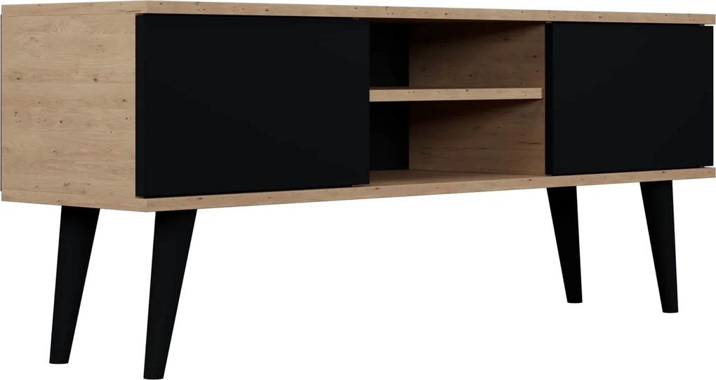 Nowoczesna szafka pod telewizor Toronto 120 dąb artisan/czarny