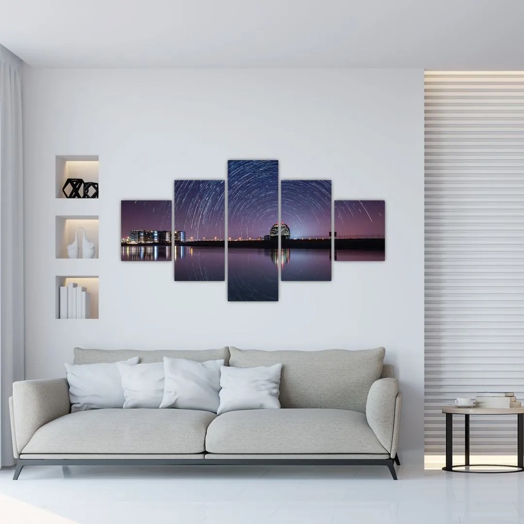 Obraz nocnego nieba z gwiazdami (125x70 cm)