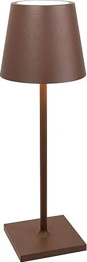 Lampa stołowa LED Zafferano Poldina L Desk Corten, ładowalna i ściemnialna, z czasem pracy baterii do 12 godzin