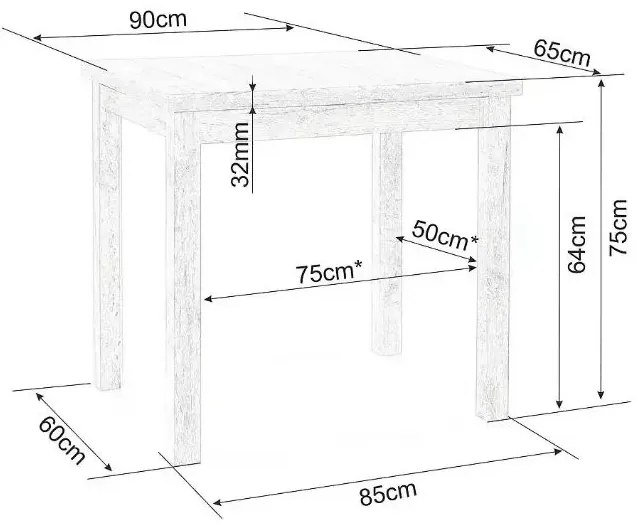 STÓŁ ADAM DĄB CREMONA TORRO / KASZMIR 90x65 SIGNAL