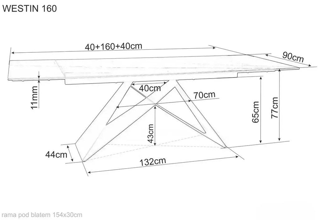 Czarny stół jadalniany WESTIN I (160-240)X90, rozkładany