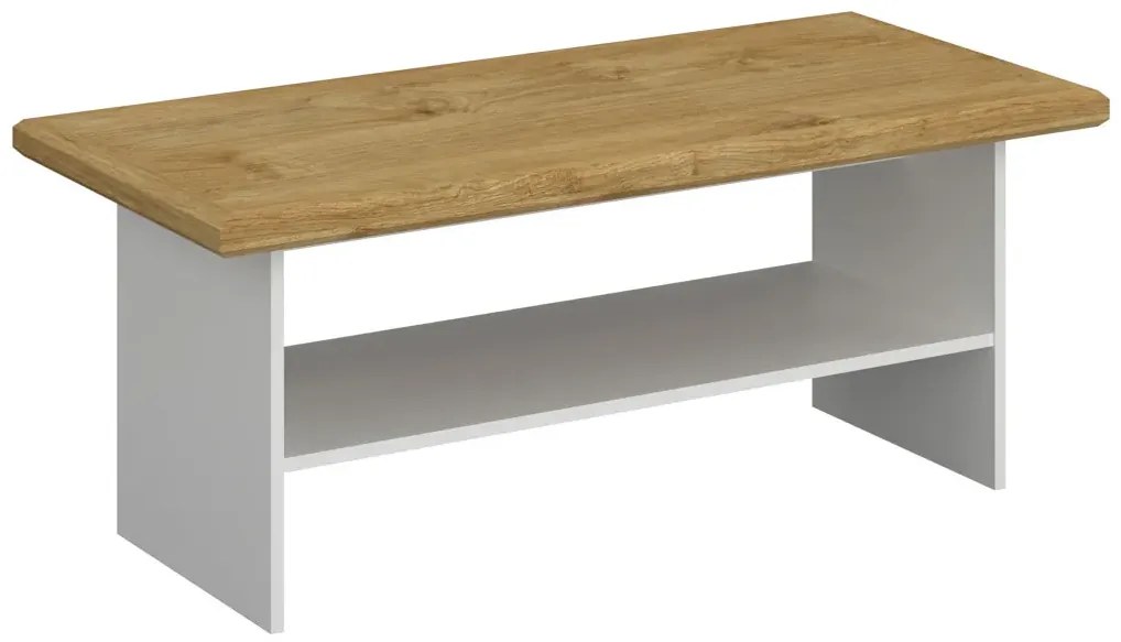 Klasyczna ława z półką biały + dąb harbor R0-L78