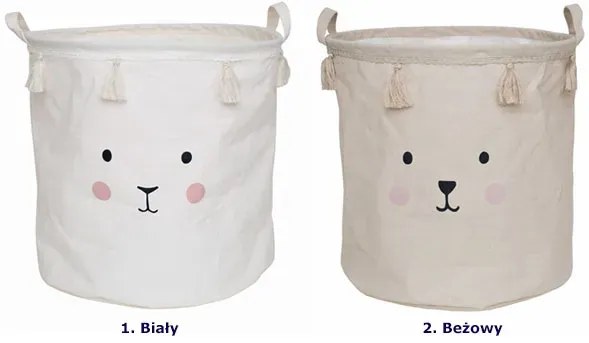Biały okrągły kosz na zabawki z uchwytami M6-E25