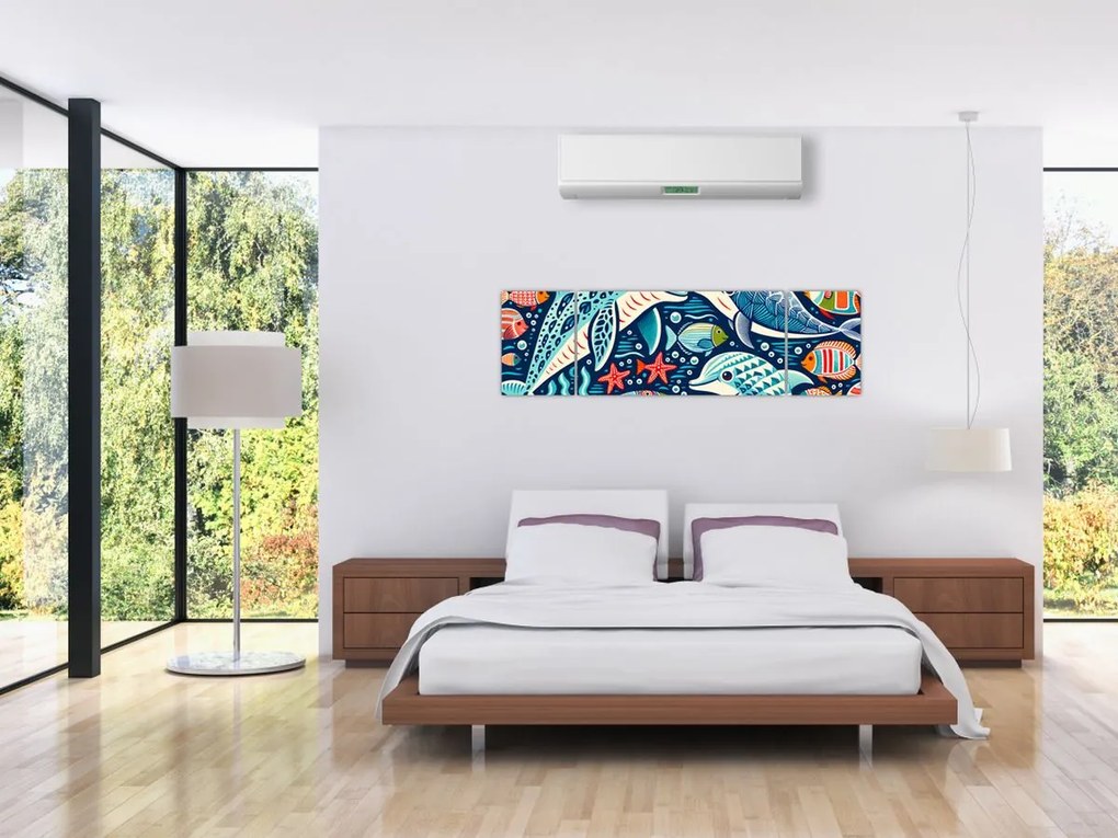 Obraz – Rysowane zwierzęta wodne (170x50 cm)