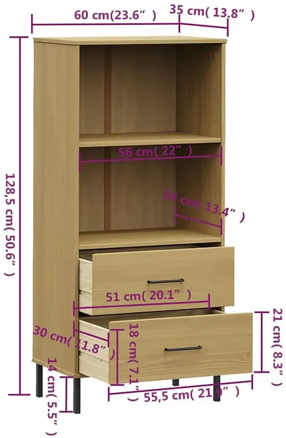Brązowy regał na ubrania z 2 szufladami B4-W42