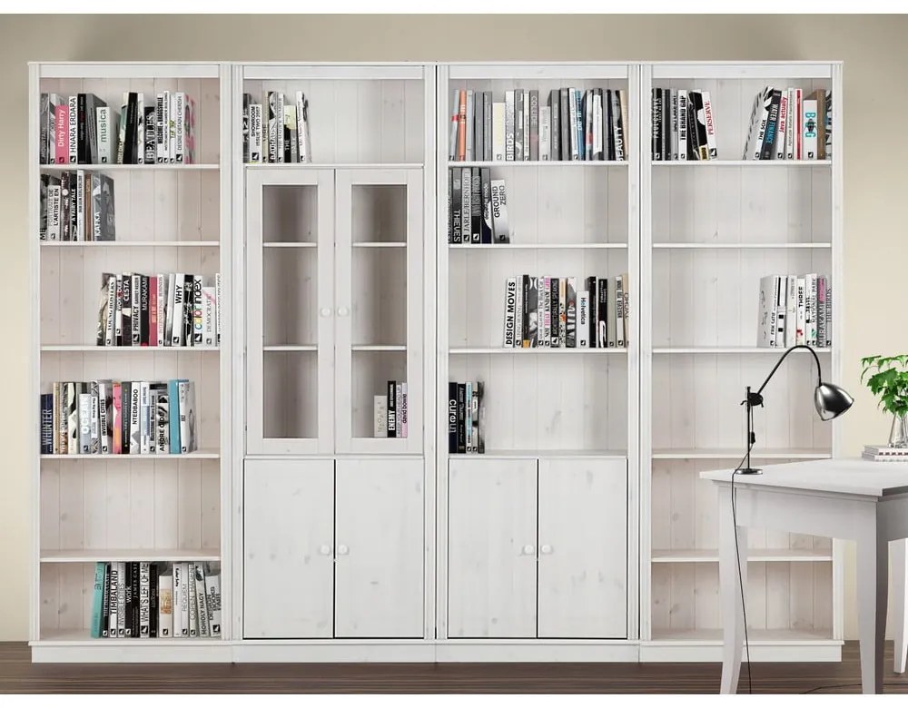 Biały regał z litego drewna sosnowego 370x223 cm Anita – Støraa