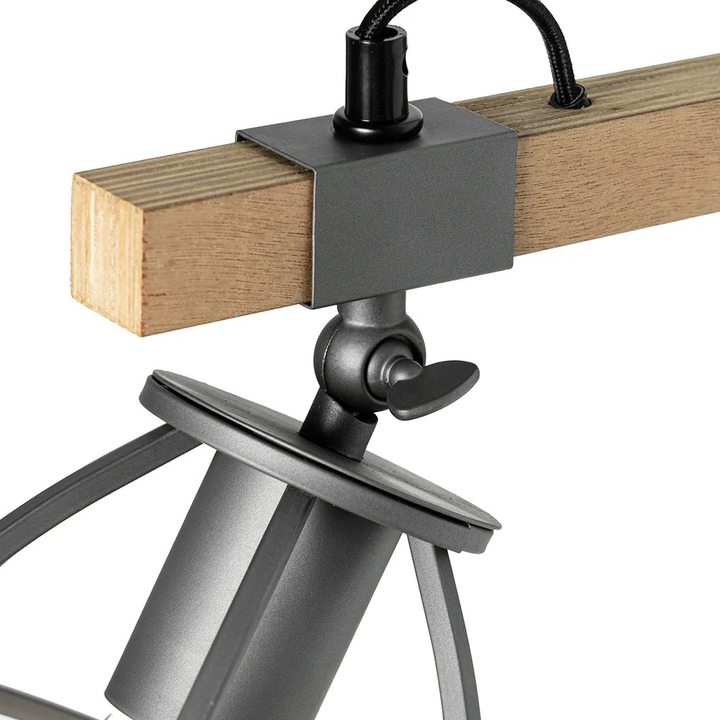 Inteligentna lampa ścienna ciemnoszara z drewnem, regulowana, w tym WiFi A60 - Arthur