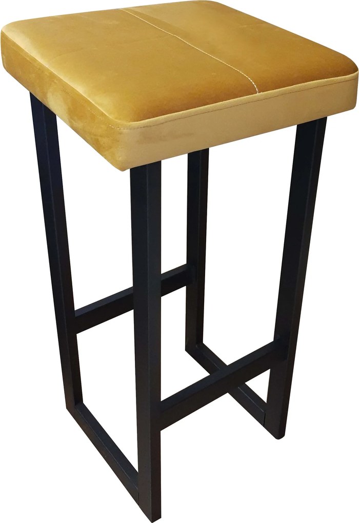 Hoker ALEX krzesło barowe tkanina Welur podstawa metalowa : Kolor Stelaża - Czarny , Kolor tkaniny - VELVET - MG15, Wysokość - 75 cm