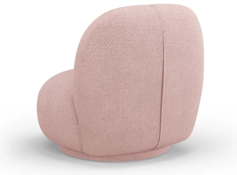 Jasnoróżowy fotel z materiału bouclé Chuck – Micadoni Home